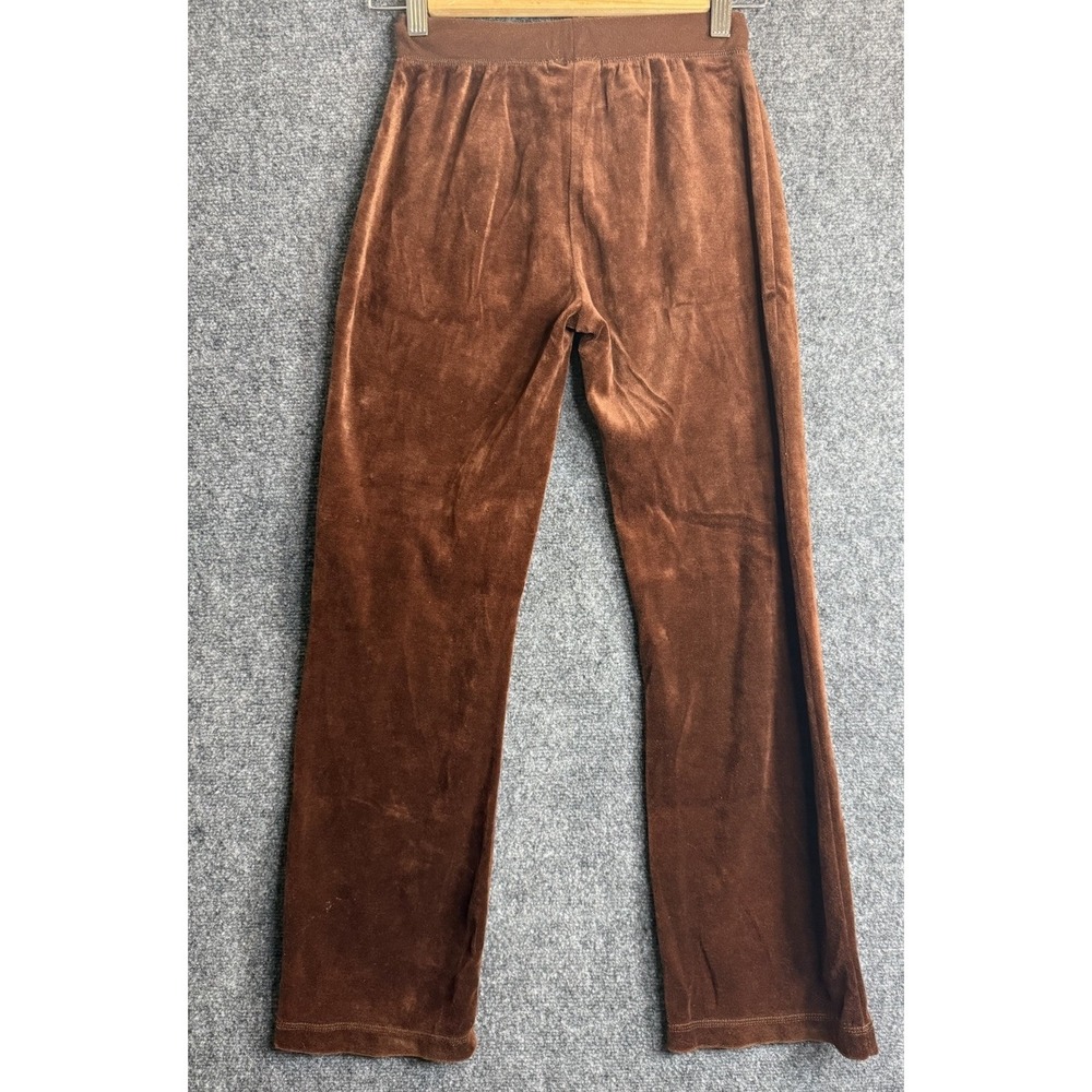 Vintage Y2K Brown Rhinestone Embellished Embroidered BCBG Velour Pants Size 12 - Picture 7 of 8